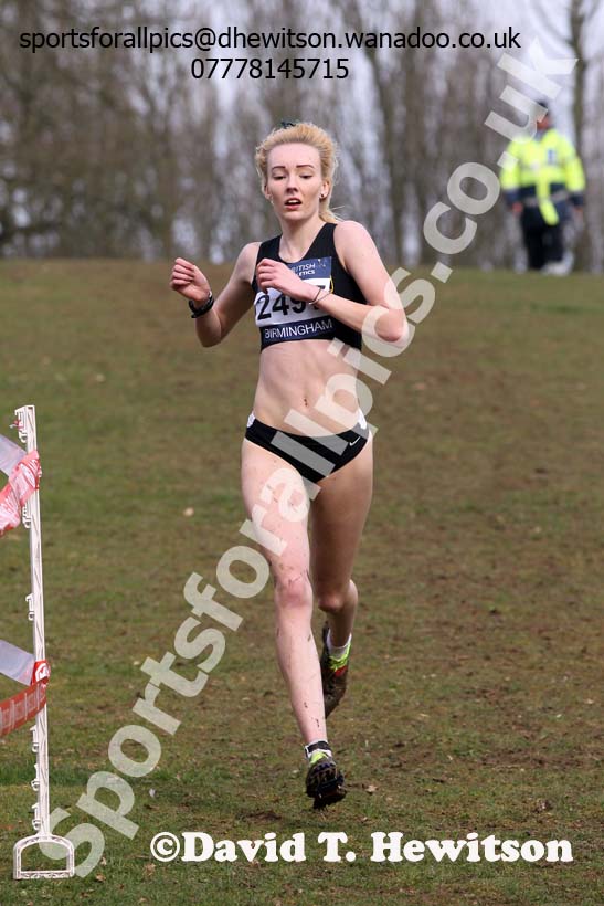 Amy Griffiths (Leicestershire) finishing 3rd in the under-20 womens Inter Counties Cross Country, Cofton Park, Birmingham. Photo: David T. Hewitson/Sports for All Pics